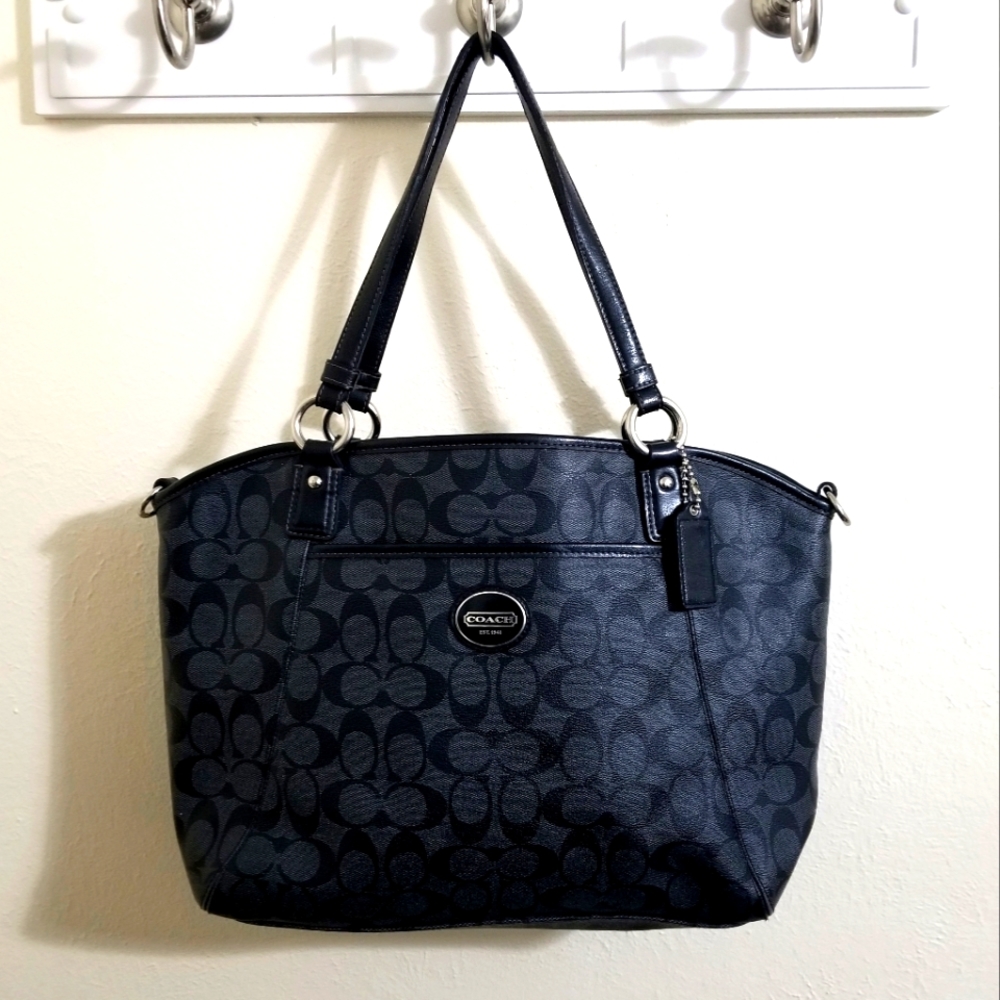 Coach Peyton Pocket Tote black & gray F19816